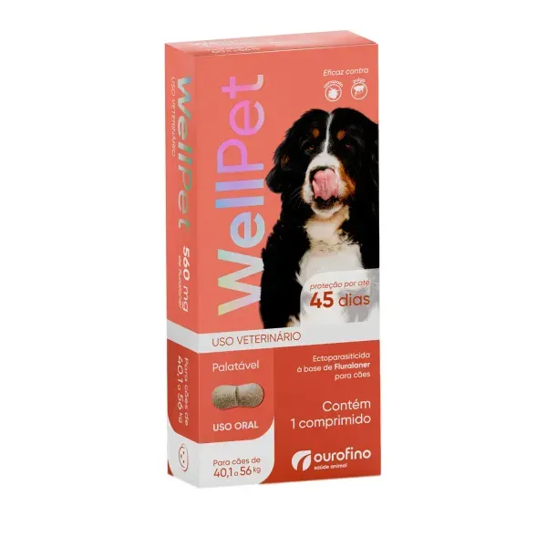 Antipulgas e Carrapatos Wellpet 560 mg para Cães 40,1 a 56 kg 1 comprimido